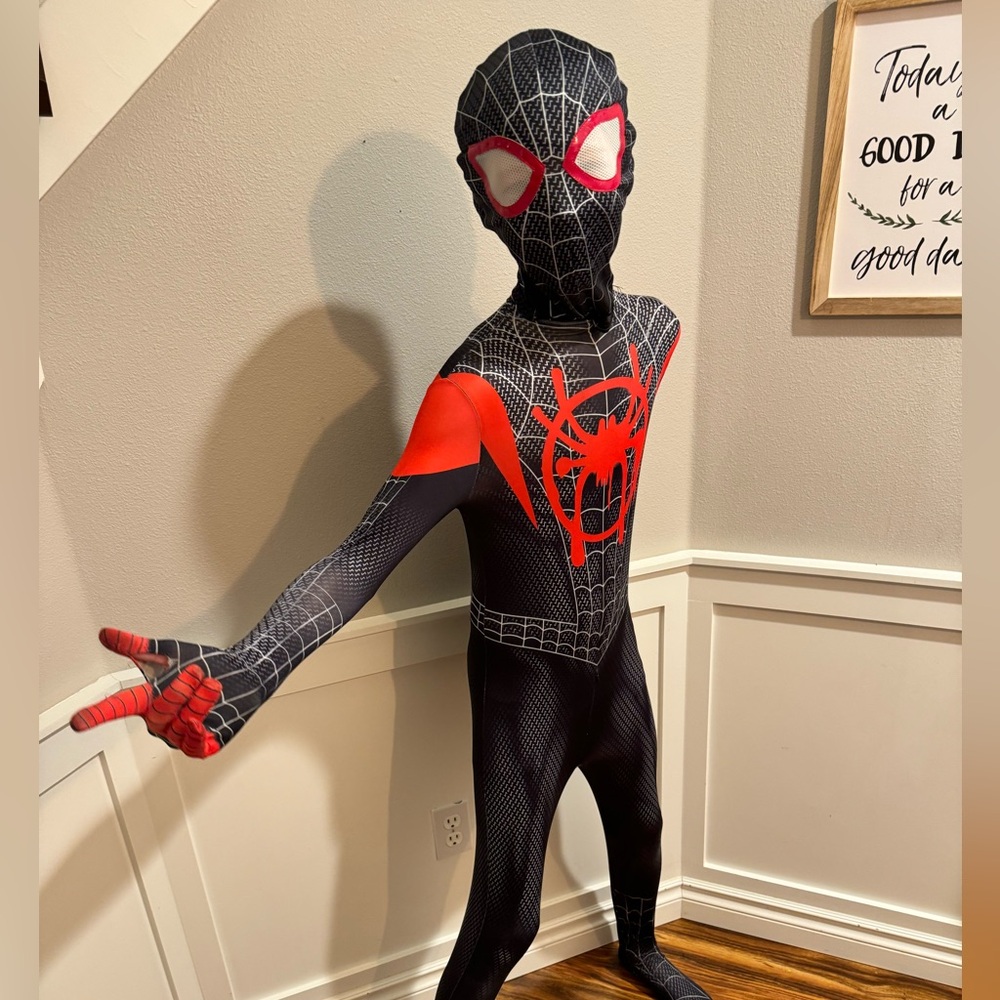 Miles Morales Spider Man Spiderverse Kids Costume Large (8-10)